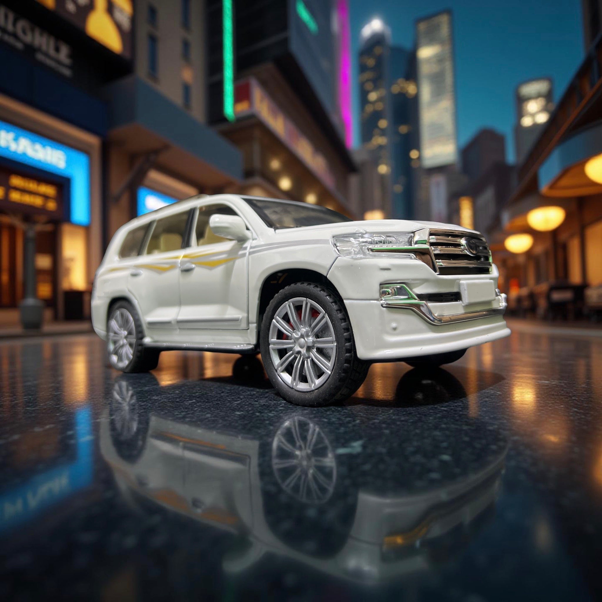 Toyota Land Cruiser Die-Cast Alloy Toy Car – Pull-Back 4WD Model with Sound & Light (Kids & Collectors) Toyota Land Cruiser Die-Cast Alloy Toy Car – Pull-Back 4WD Model with Sound & Light (Kids & Collectors)